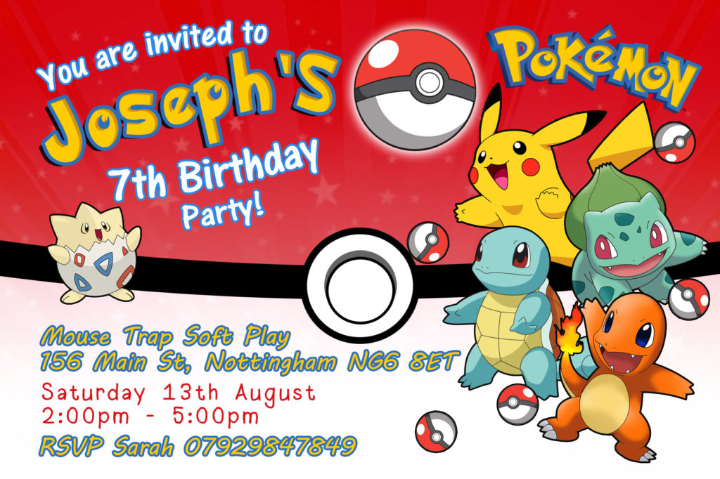 Pokemon Personalised Invitations – Invitebay Invitations Business ...